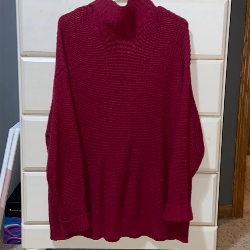 Berry colored mock neck American Eagle sweater